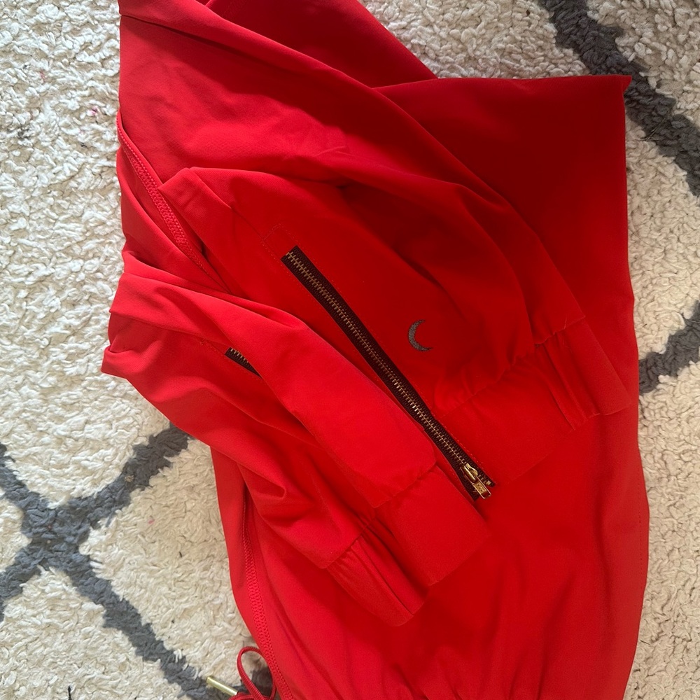 Vibrant Red Joggers with Zipper Accent